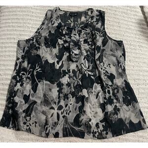 Lane Bryant Floral Sleeveless Blouse Top Women's Size 20 Black Gray 670000-11